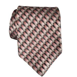 Ermenegildo Zegna Silk Necktie  59 x 4 Geometric Pattern Neutral Tones Luxury